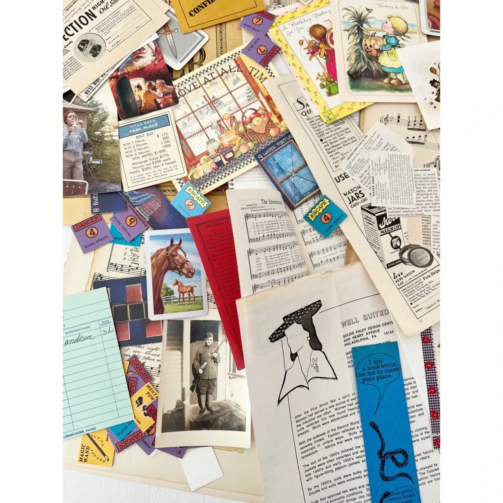 TRUE Vintage Paper Ephemera 25‎ Pcs Mixed Postcards Photos Ads Junk Journal Kit